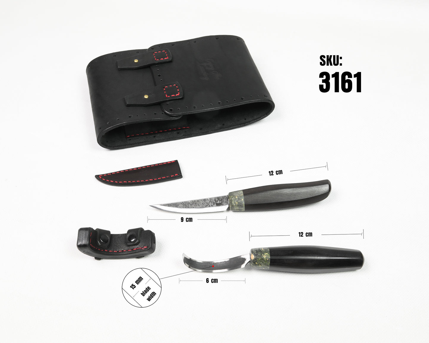 Schnitzset, BLACK EDITION, Schnitzmesser mit Löffelmesser