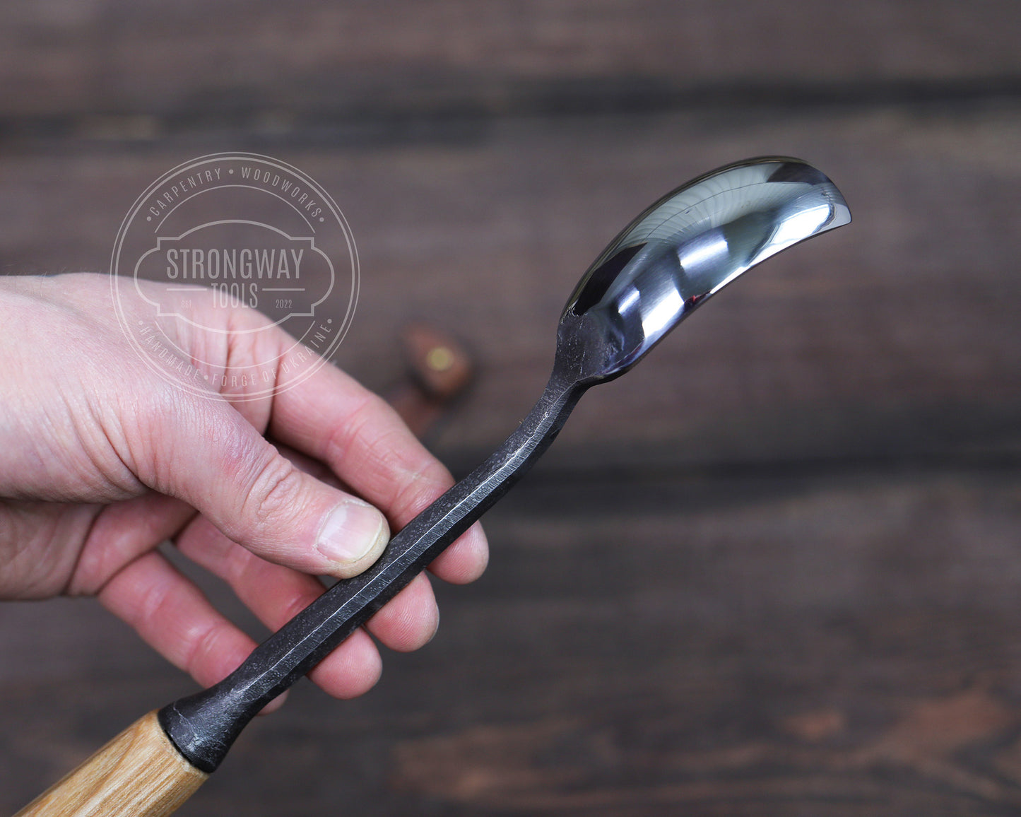 Hohleisen mit langem Hals, leicht gekröpft