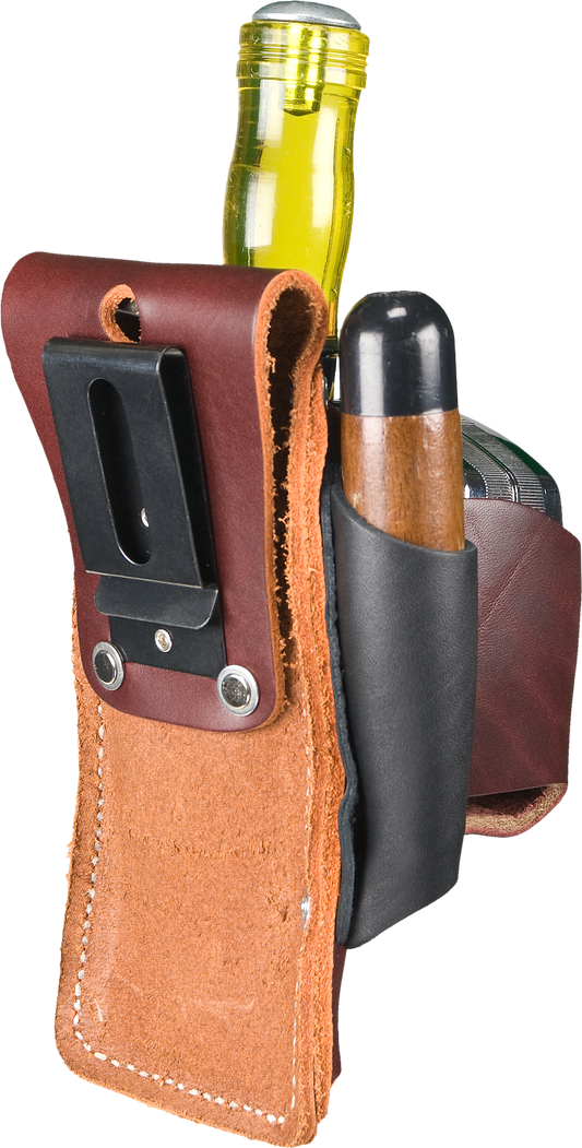 Ledertasche für Maßband und Cuttermesser, Clip-on