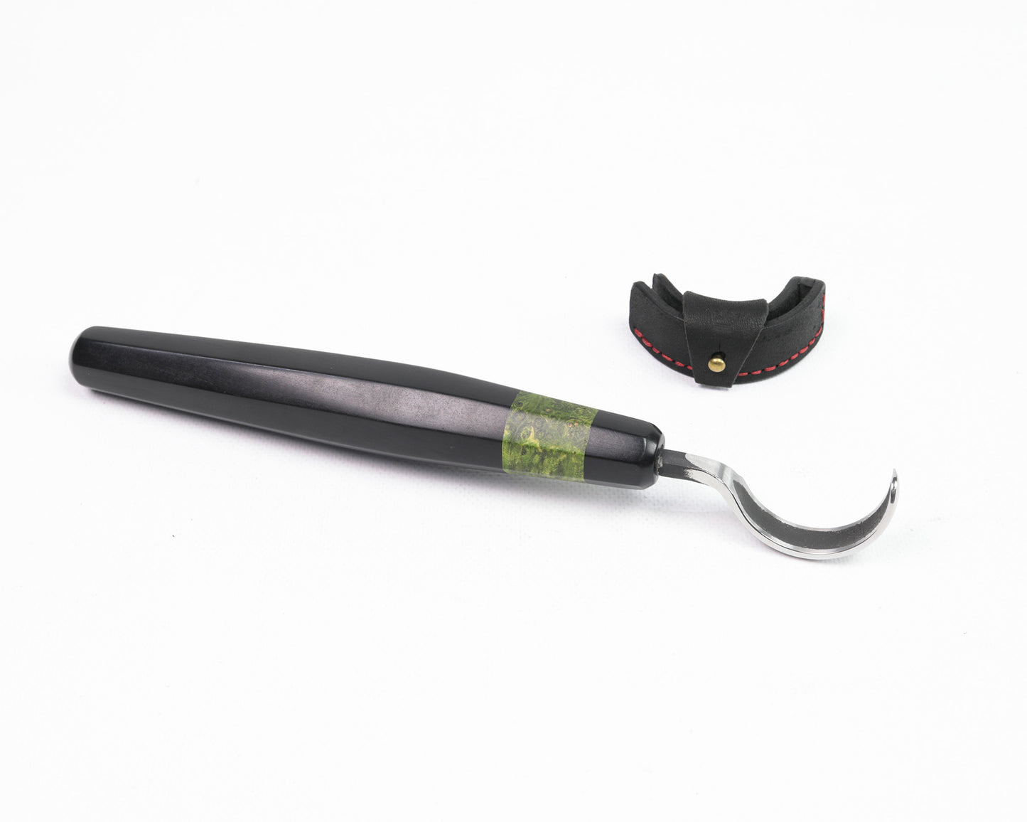 Löffel-und Schalen Schnitzmesser, langes Heft, BLACK EDITION, stark gekrümmt