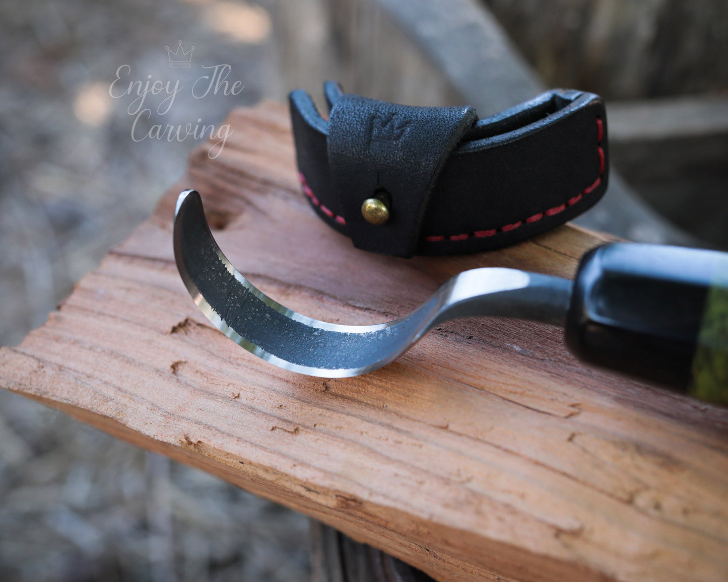 Löffel-und Schalen Schnitzmesser, langes Heft, BLACK EDITION, stark gekrümmt