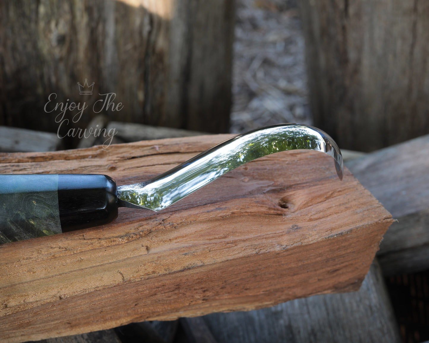 Löffel-und Schalen Schnitzmesser, langes Heft, BLACK EDITION, mäßig gekrümmt