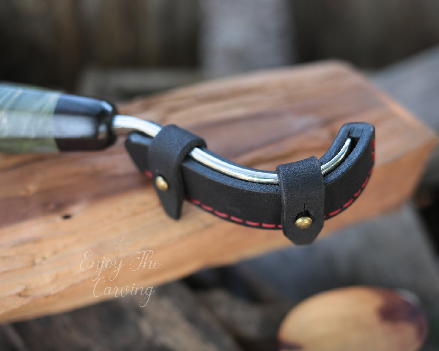 Löffel-und Schalen Schnitzmesser, langes Heft, BLACK EDITION, mäßig gekrümmt