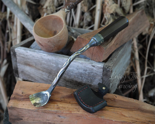 Hohleisen, 40 mm, tief gekröpft, langer Stiel, BLACK EDITION