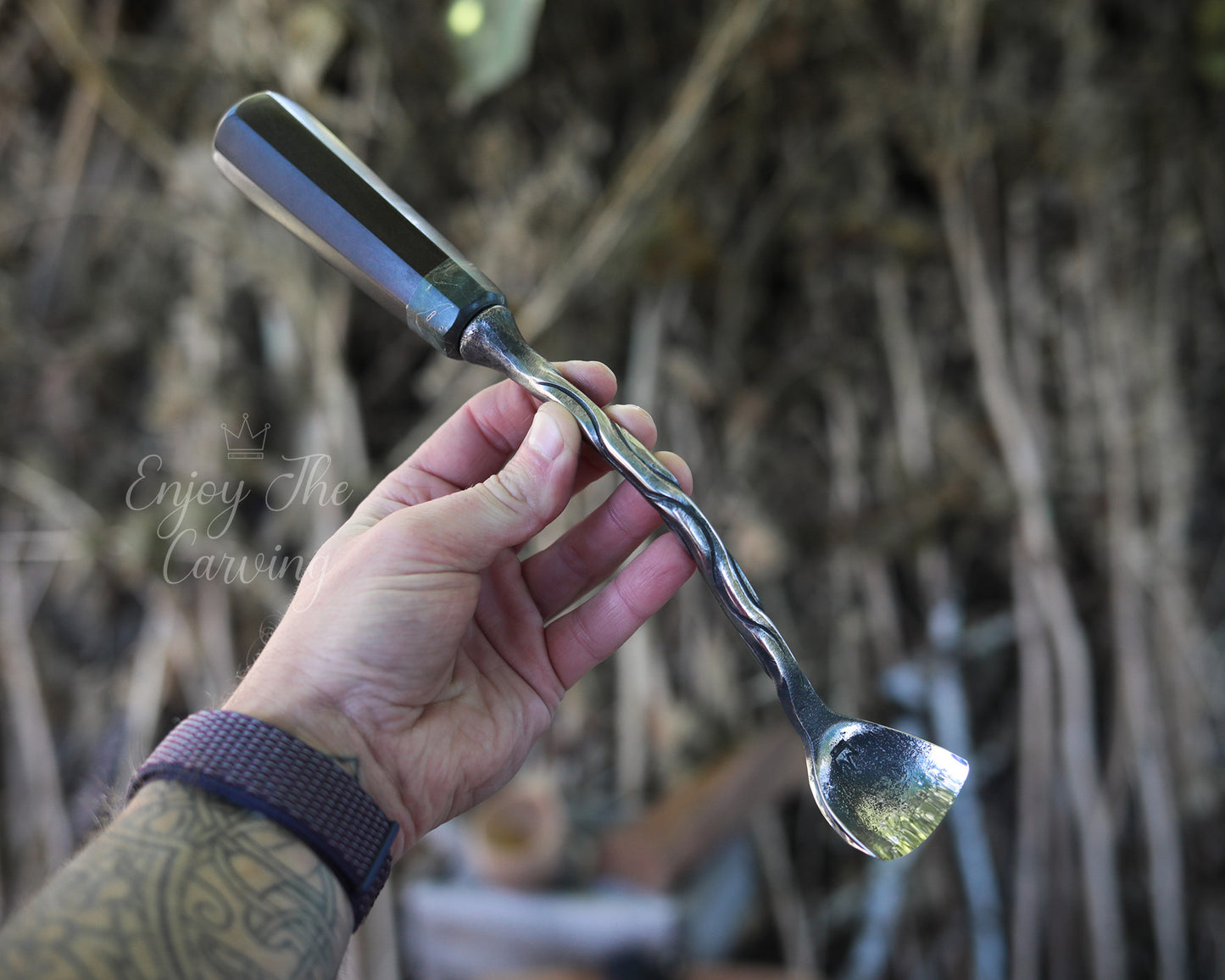 Hohleisen, 40 mm, tief gekröpft, langer Stiel, BLACK EDITION