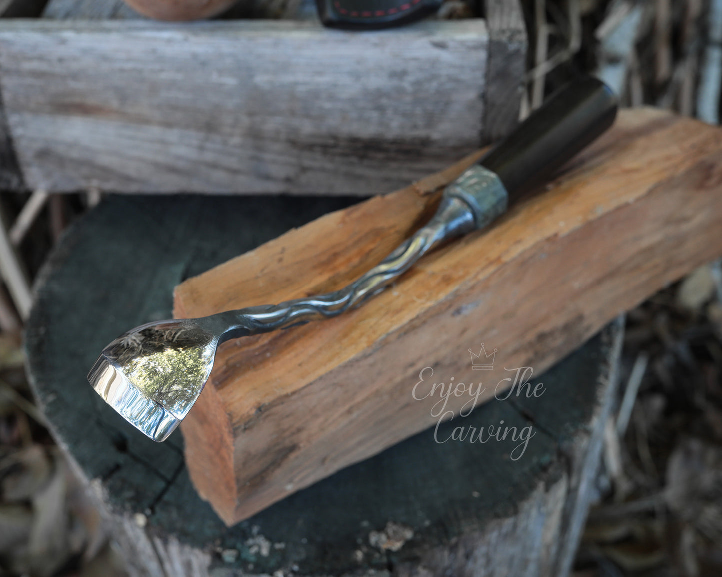 Hohleisen, 40 mm, tief gekröpft, langer Stiel, BLACK EDITION