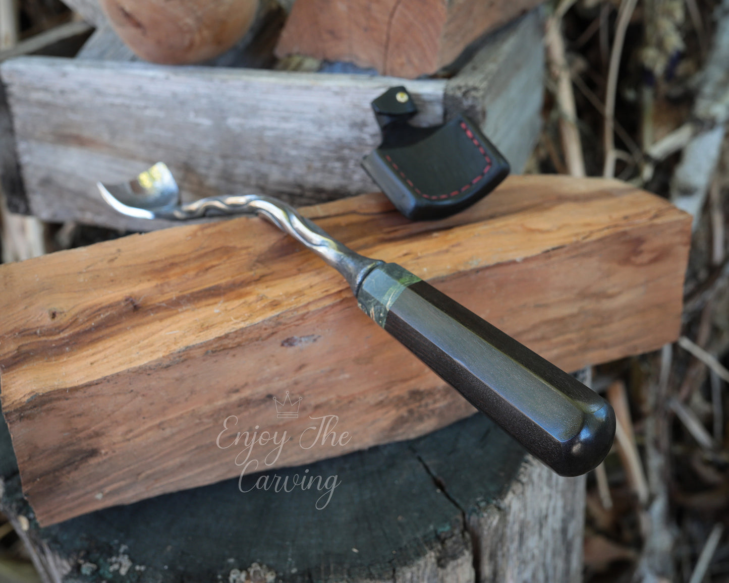 Hohleisen, 40 mm, tief gekröpft, langer Stiel, BLACK EDITION