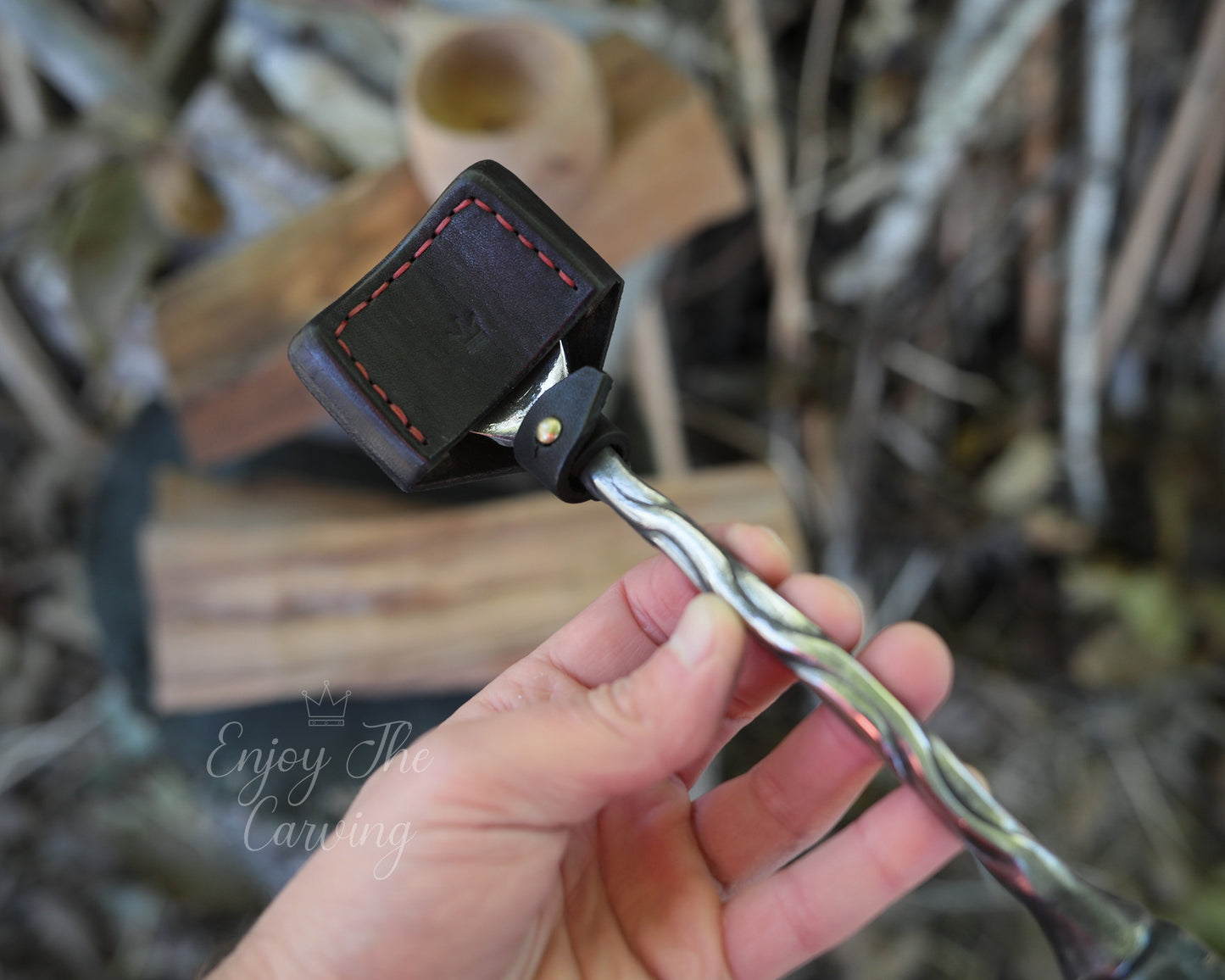 Hohleisen, 40 mm, tief gekröpft, langer Stiel, BLACK EDITION