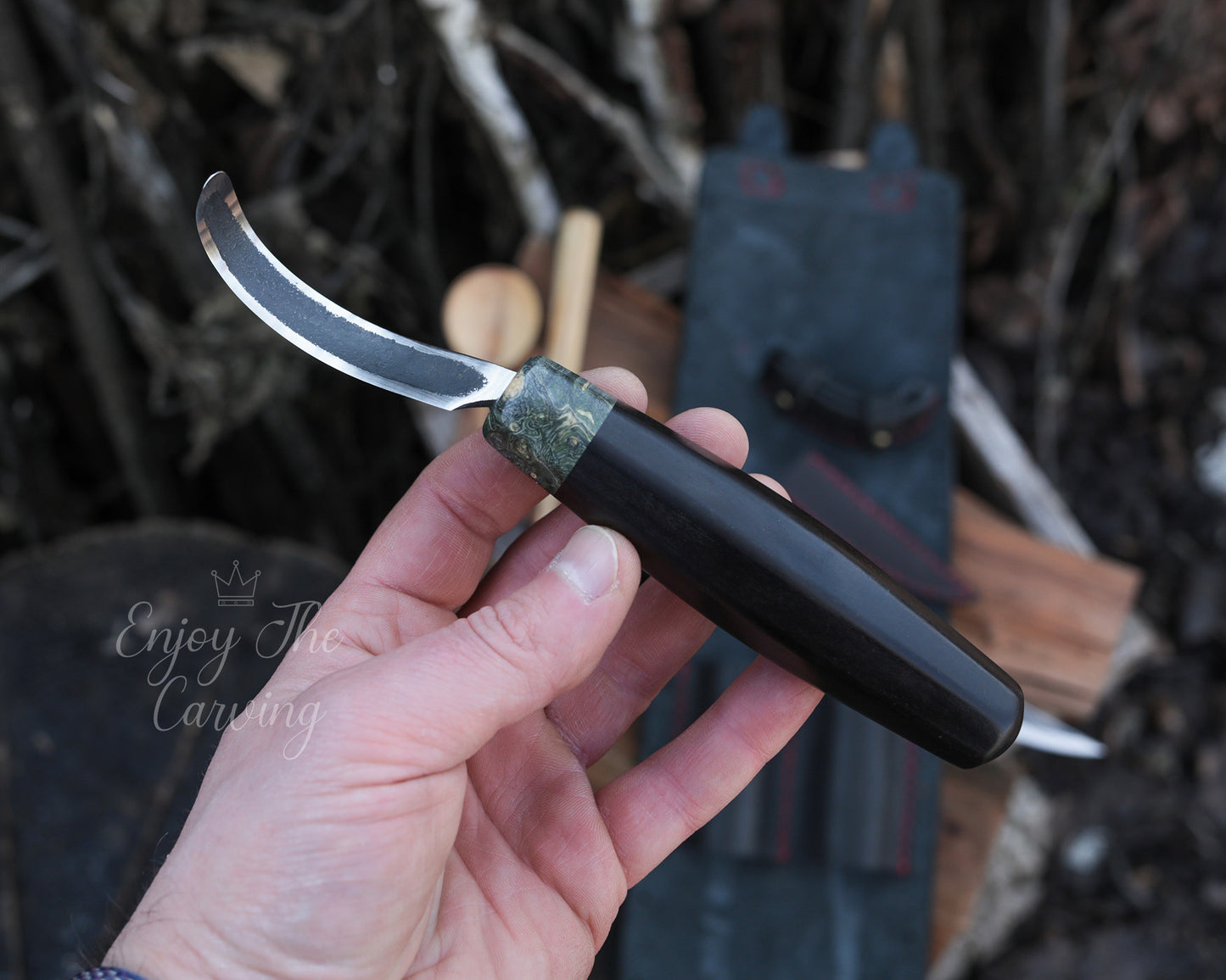 Schnitzset, BLACK EDITION, Schnitzmesser mit Löffelmesser