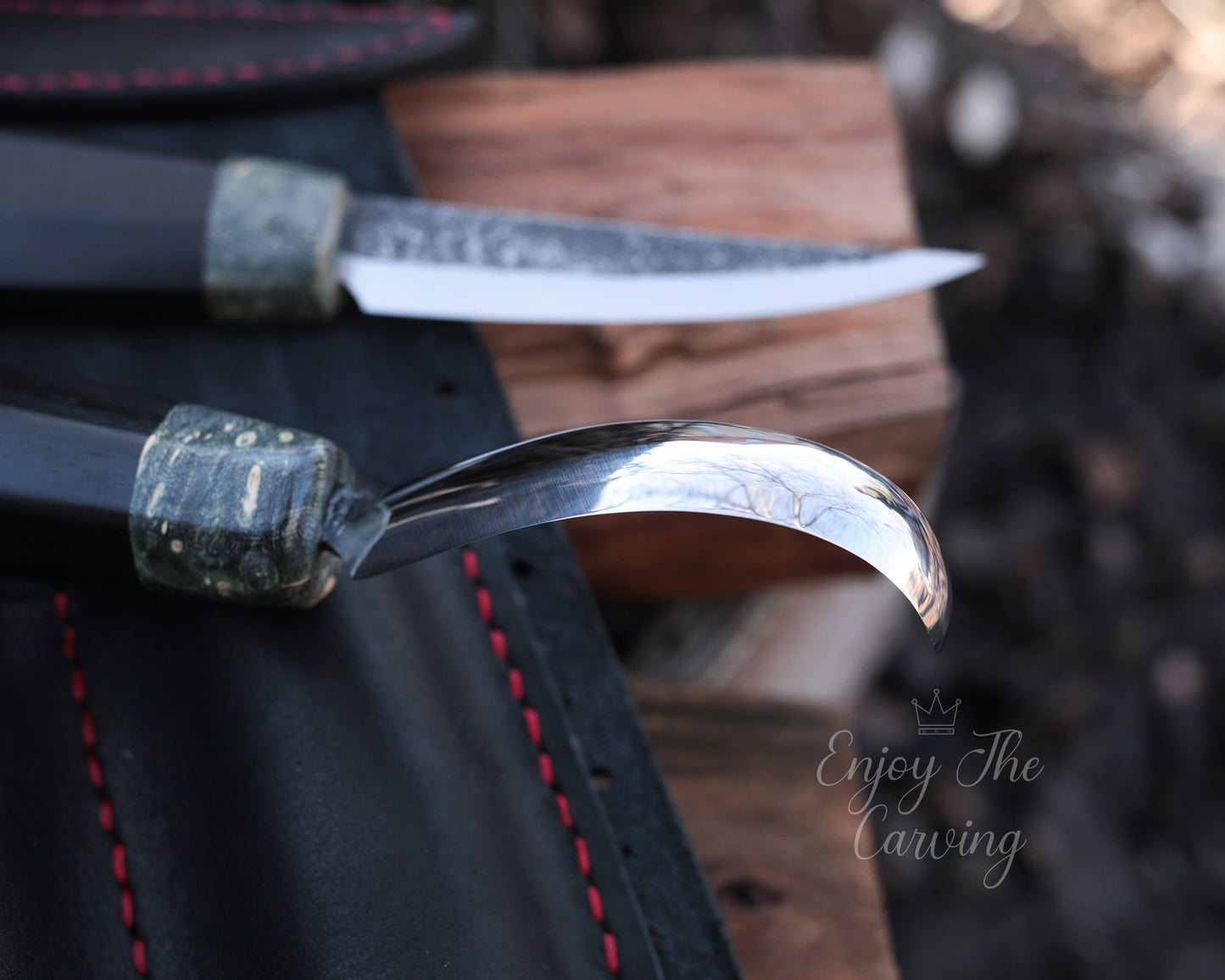 Schnitzset, BLACK EDITION, Schnitzmesser mit Löffelmesser