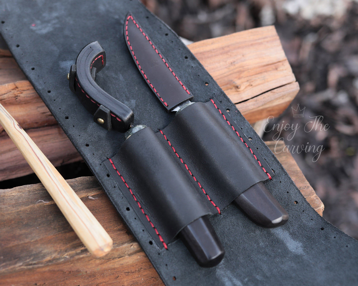 Schnitzset, BLACK EDITION, Schnitzmesser mit Löffelmesser