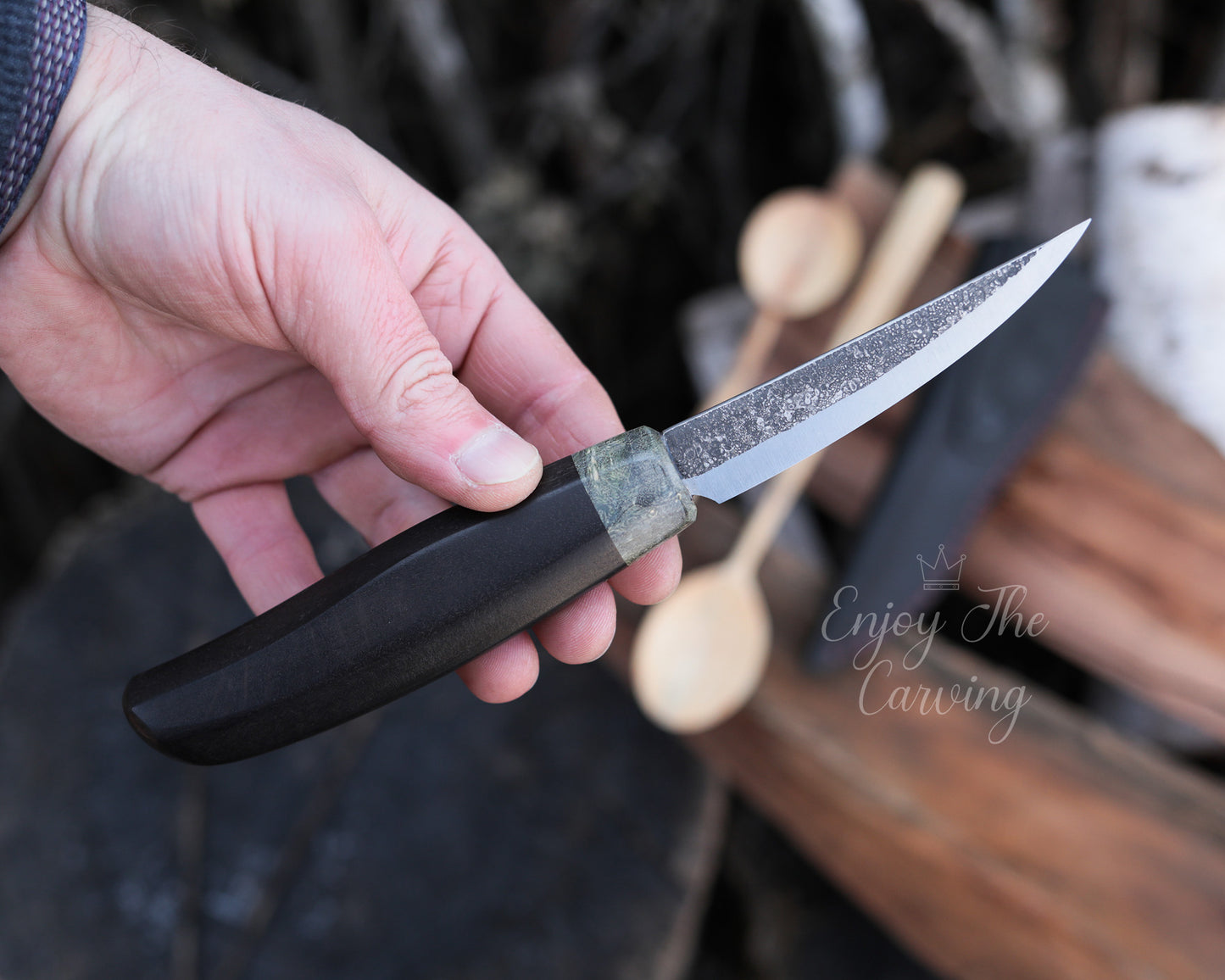 Schnitzmesser, BLACK EDITION, lange Klinge schmal