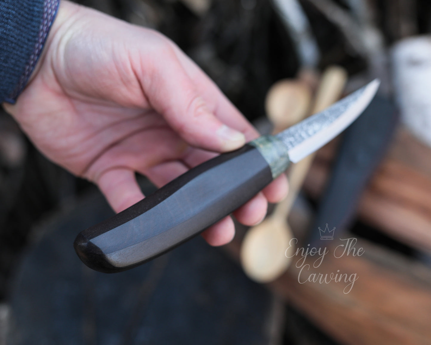 Schnitzmesser, BLACK EDITION, lange Klinge schmal