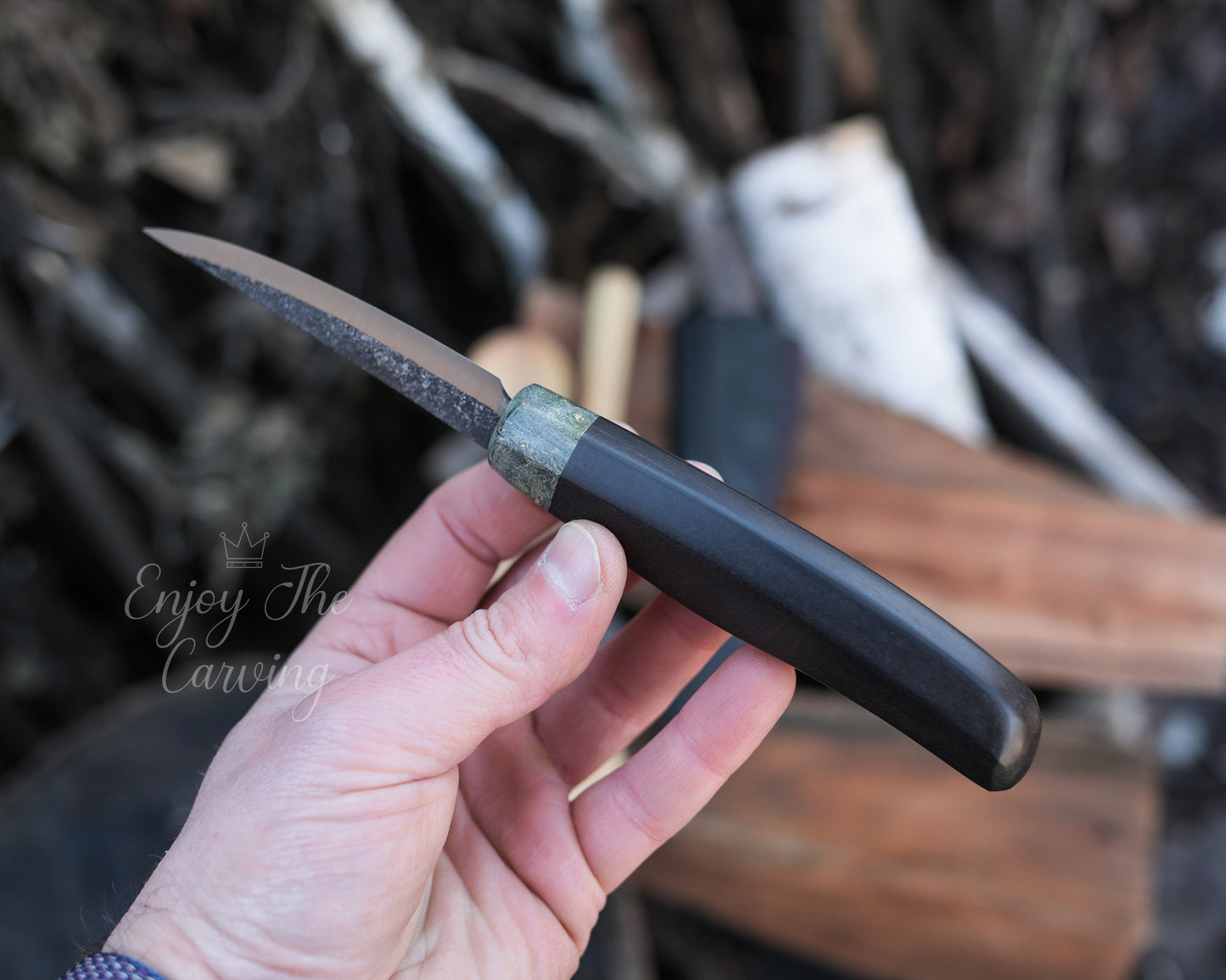 Schnitzmesser, BLACK EDITION, lange Klinge schmal