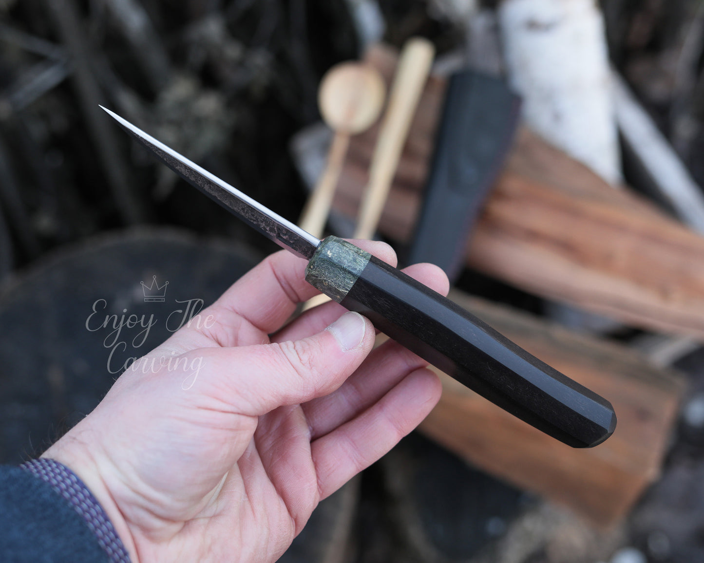 Schnitzmesser, BLACK EDITION, lange Klinge schmal