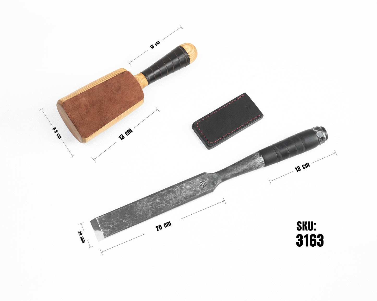 Zimmererbeitel und Klüpfel im Set, BLACK EDITION