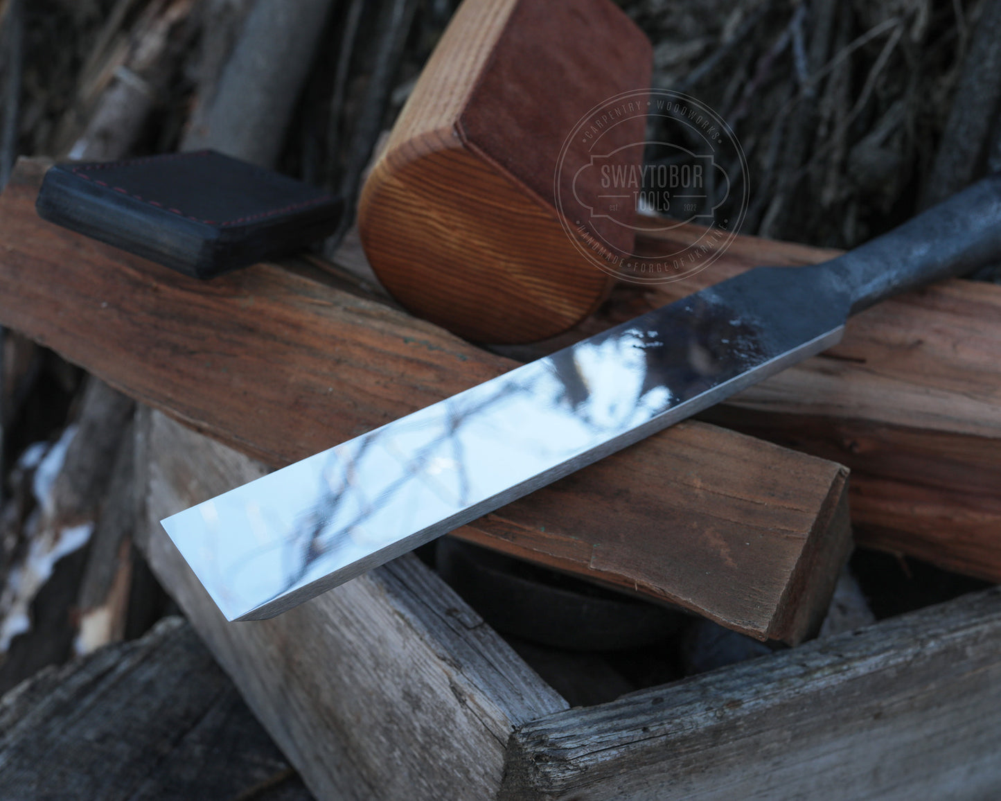 Zimmererbeitel und Klüpfel im Set, BLACK EDITION