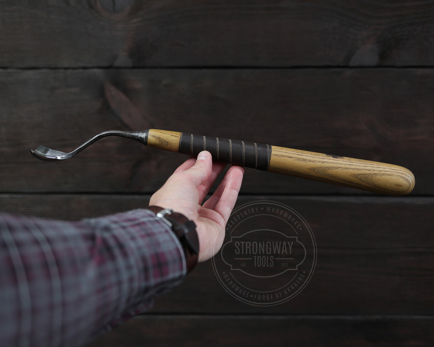 Hohleisen, gekröpft, mit langem stiel