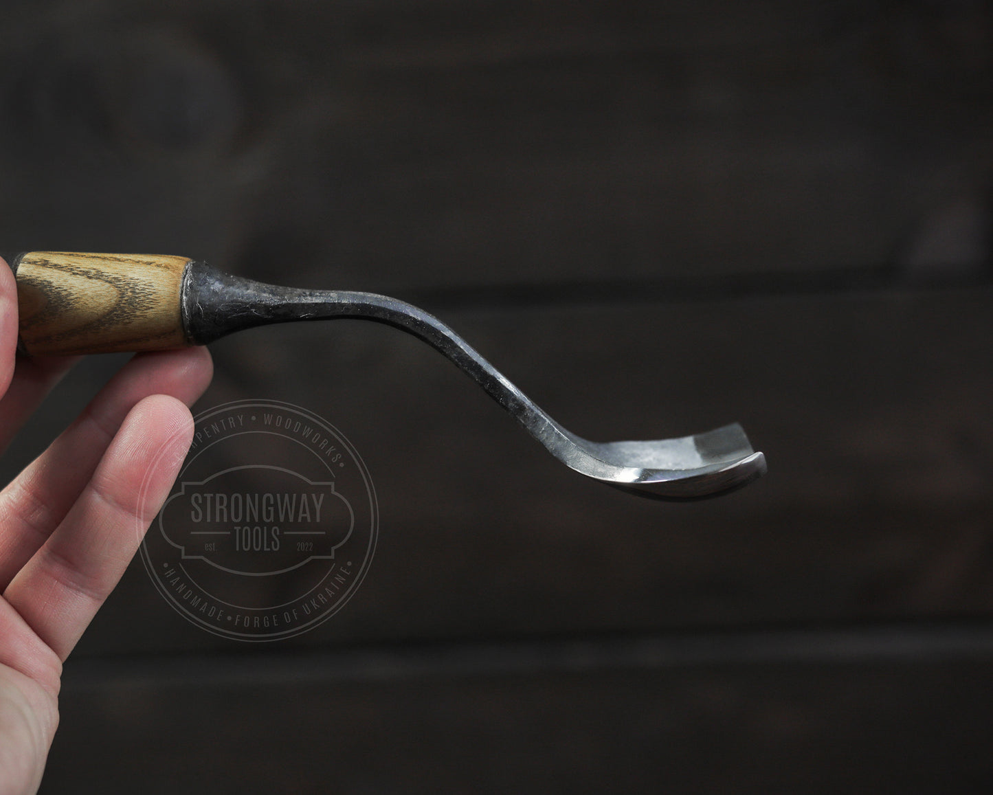 Hohleisen, gekröpft, mit langem stiel