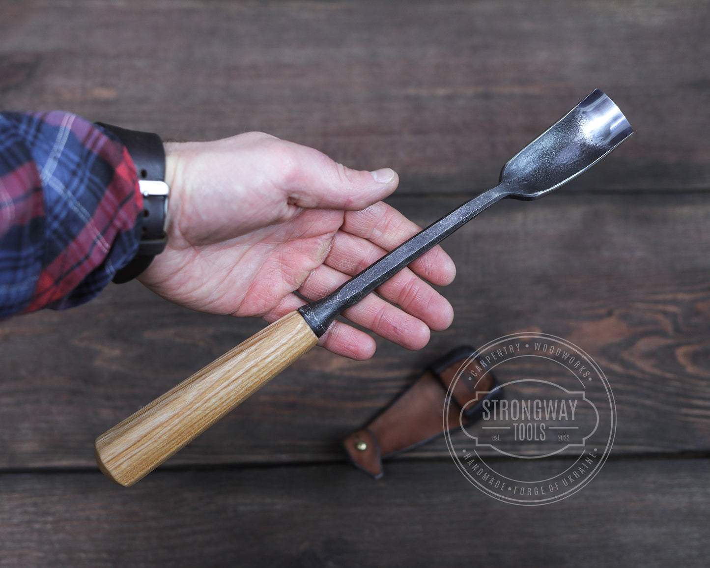 Hohleisen mit langem Hals, leicht gekröpft